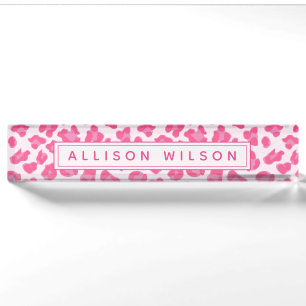 Pink Leopard Print - Personalisierte Schreibtischb Namensplakette
