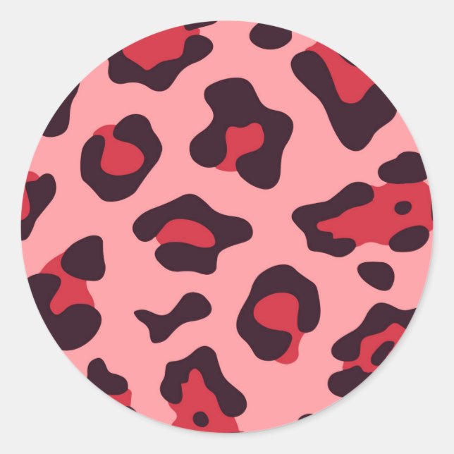 Pink Leopard Print Runder Aufkleber (Vorderseite)
