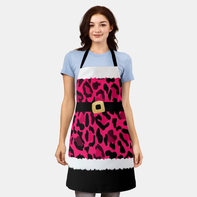 Pink Leopard Print Santa Claus Kostüme Weihnachten Schürze (Getragen)