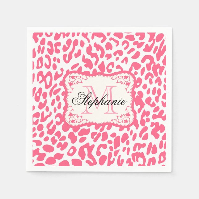 Pink Leopard Print Serviette (Vorderseite)
