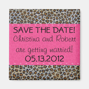 Pink & Leopard Print Speichern Sie das Datumsfenst Magnet