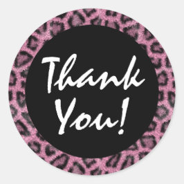 Pink Leopard Print Trendy Fur Muster Vielen Dank Runder Aufkleber