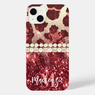 Pink Leopard Print und Glitzer iPhone 14 Plus Hülle