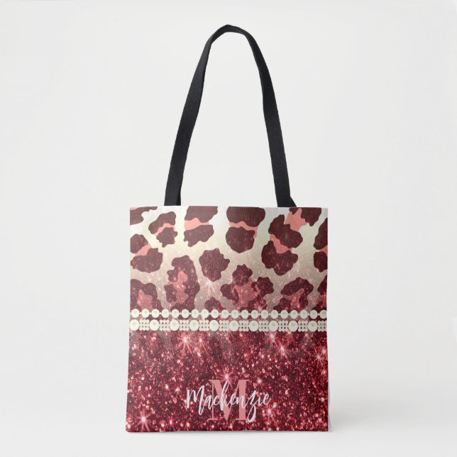 Pink Leopard Print und Glitzer Tasche (Vorderseite)
