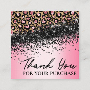 Pink Leopard Print Vielen Dank für Ihre Bestellun Quadratische Visitenkarte