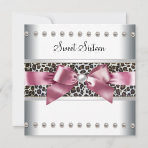 Pink Leopard Sweet 16 Geburtstagsfeier Einladung