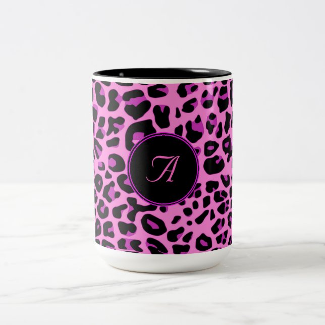 Pink Leopard-Tasse Zweifarbige Tasse (Mittel)