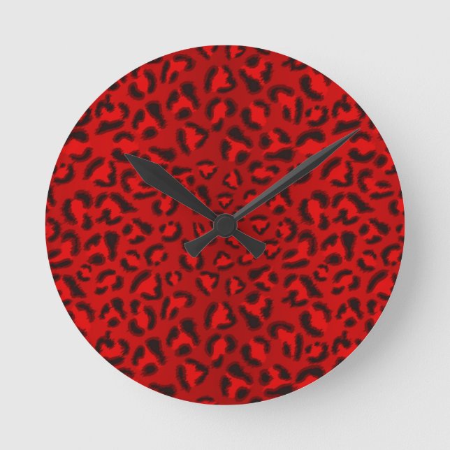 Pink leopard texture pattern. runde wanduhr (Vorderseite)