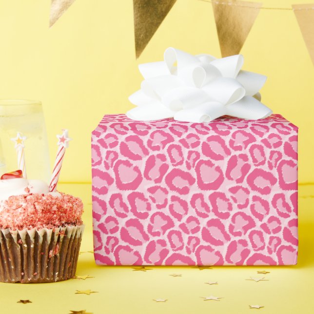 Pink Leopard Tierdruck Geschenkpapier (Geburtstagsparty)