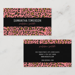 Pink Leopard Tierdruck Modern Beruflich Visitenkarte