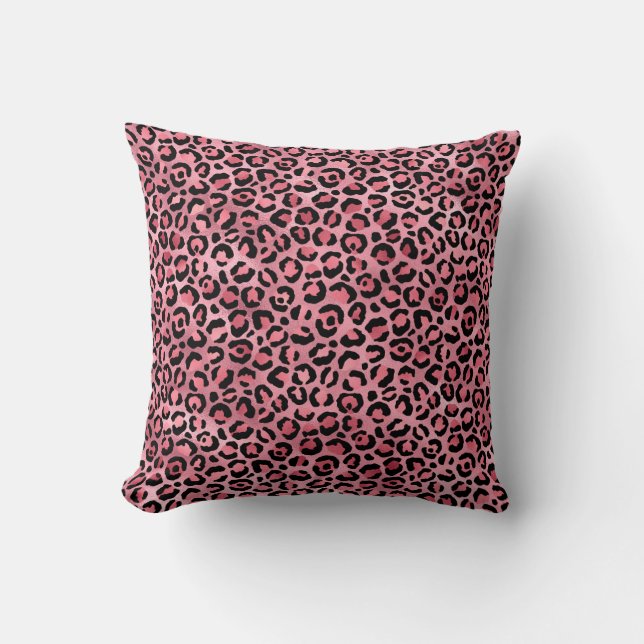 Pink Leopard Tierdruckmuster Kissen (Vorderseite)