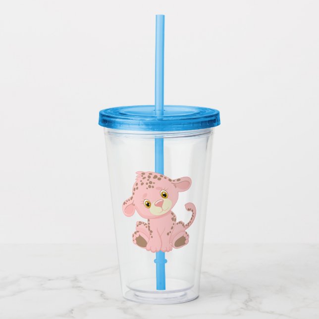 Pink-Leopard-Trinkcup für Kinder Acryltrinkbecher (Vorderseite)