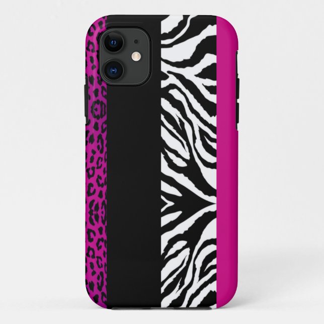Pink-Leopard und Zebra-kundenspezifischer Case-Mate iPhone Hülle (Rückseite)