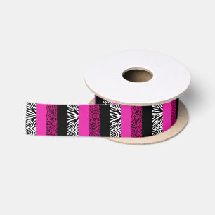 Pink-Leopard und Zebra-Tierdruck Satinband