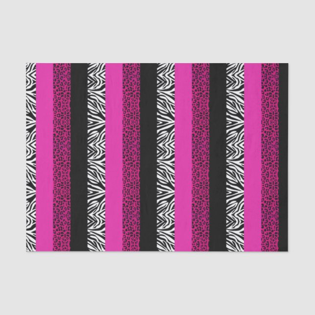 Pink-Leopard und Zebra-Tierdruck Seidenpapier (Vorderseite)
