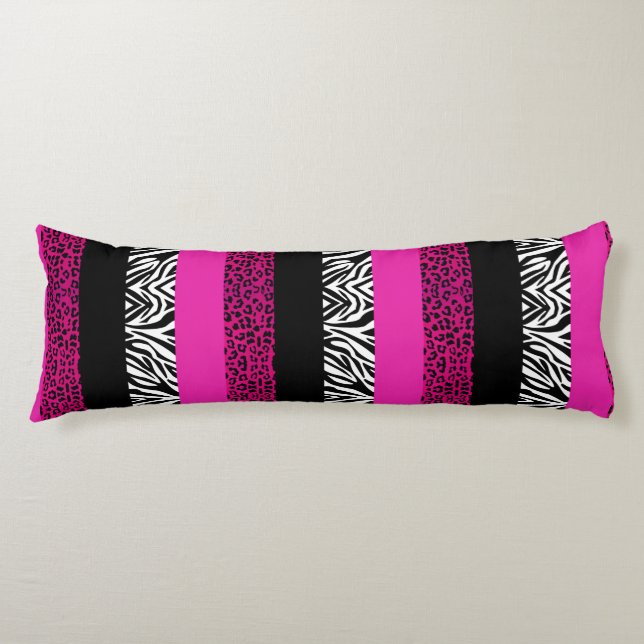 Pink-Leopard und Zebra-Tierdruck Seitenschläferkissen (Vorderseite)