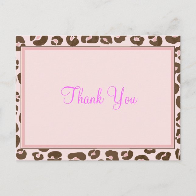 Pink Leopard Vielen Dank Postkarte (Vorderseite)