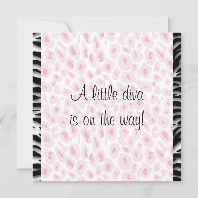 Pink Leopard Zebra Baby Girl Dusche Einladung (Vorderseite)