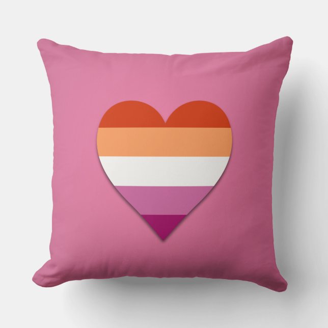 Pink lesbischer Stolz Herzdesign werfen Kissen (Vorderseite)