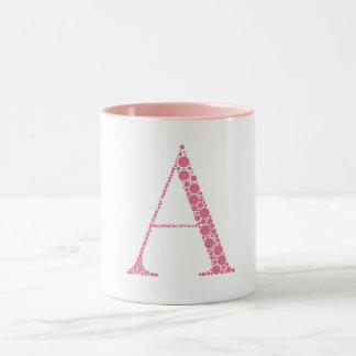 Pink Letter A Mug – Minimal Circle Monogram Design Tasse