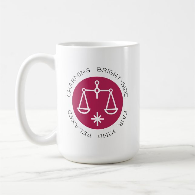 Pink Libra Zodiac Star Sign Persönlichkeit Kaffeetasse (Links)