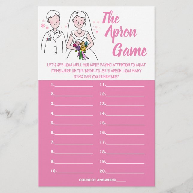 PINK-LIEBE DER SCHÜRZE-DUSCHE-SPIELKARTE FLYER (Vorne)
