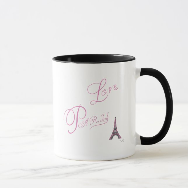 Pink-Liebe-Paris-Eiffel-Tower-einzigartig Tasse (Rechts)