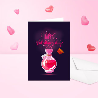 Pink Liebe Tränke Happy Valentine Day Faltcard Karte