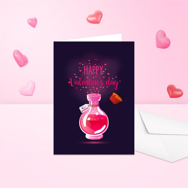 Pink Liebe Tränke Happy Valentine Day Faltcard Karte (Von Creator hochgeladen)