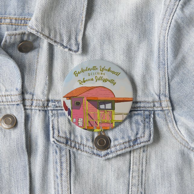 Pink Lifeguard Vibes Bachelorette Wochenende Button (Beispiel)