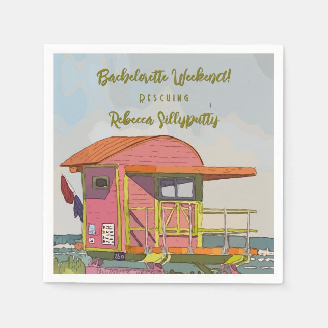 Pink Lifeguard Vibes Bachelorette Wochenende Serviette (Vorderseite)