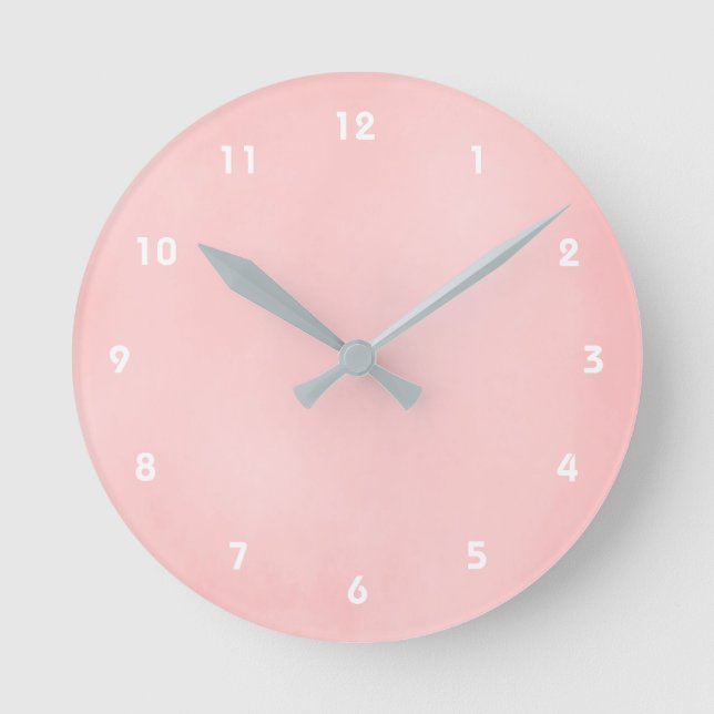 Pink Light Soft Textur Look Wall Clock Runde Wanduhr (Vorderseite)