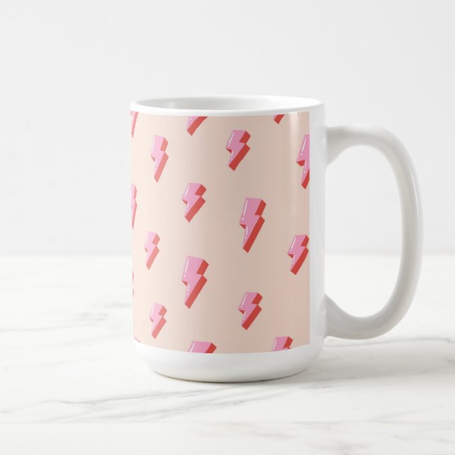 Pink Lightning Bolt Pattern Kaffeetasse (Rechts)
