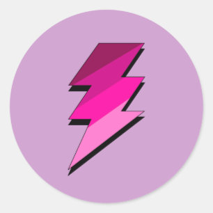 Pink Lightning Thunder Bolt Runder Aufkleber