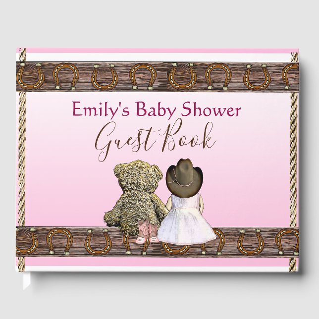 Pink Lil' Cowgirl Babydusche Gästebuch (Vorderseite)