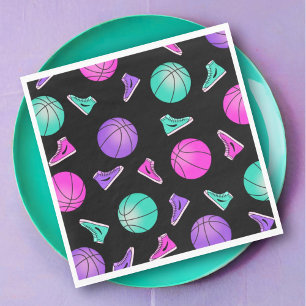 Pink Lila Aquamarin Neon Basketball Sneakers Gebur Serviette