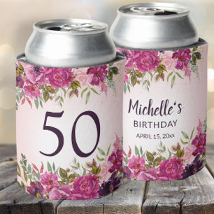 Pink Lila Aquarellblume 50 Geburtstagsfavors Dosenkühler