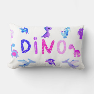 Pink & Lila Baby Girl Dino Lumbar Kissen