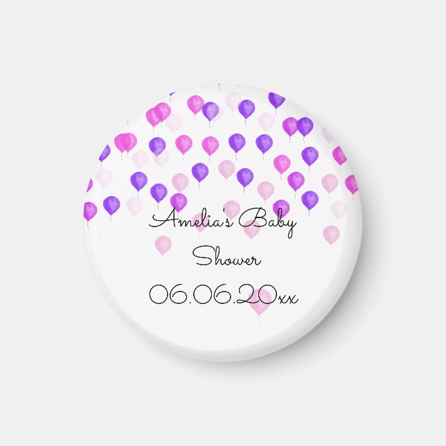 Pink Lila Balloon Baby Showmagazin Magnet (Vorne)