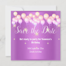PINK LILA BALLOON SAVE THE DATE