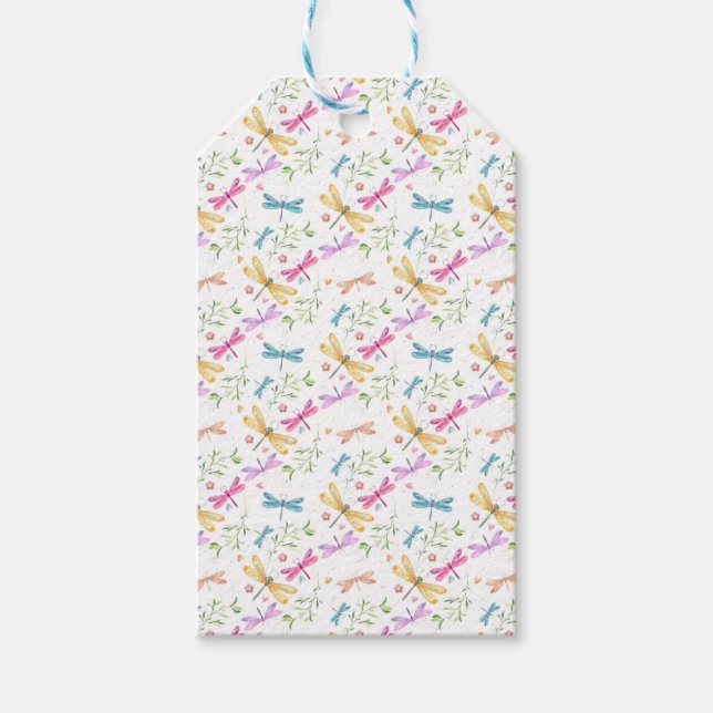 PINK LILA BLAU GELBEN WASSERFARBE DRAGONFLIS GESCHENKANHÄNGER (Vorderseite)