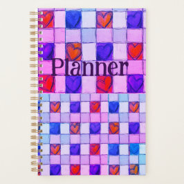 Pink lila Blue Gingham Herzplaner Planer