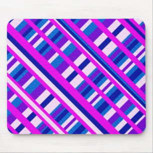 Pink Lila Blue Kariert Diagonal Mousepad
