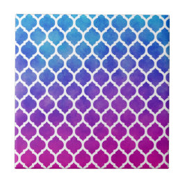 Pink Lila Blue Ombre Marokkanisches Gitter Fliese