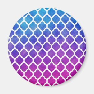 Pink Lila Blue Ombre Marokkanisches Gitter Magnet