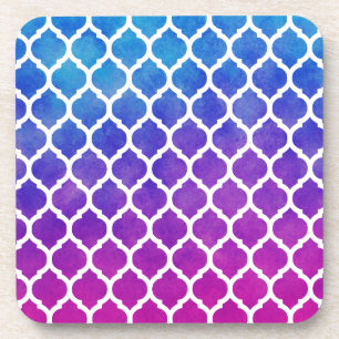 Pink Lila Blue Ombre Marokkanisches Gitter Untersetzer