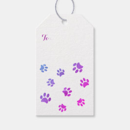 Pink Lila Blue Paw Prints Muster Custom Geschenkanhänger
