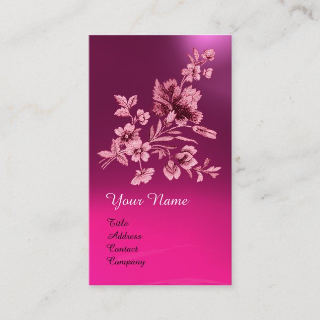 PINK LILA BLUME BOUQUET MIT FALTSCHACHTEL VISITENKARTE (Vorderseite)