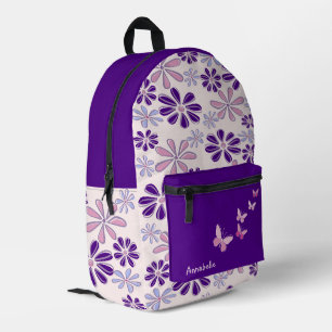 Pink Lila Blume Doodle Muster Bedruckter Rucksack