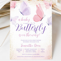 Pink Lila Butterfly Baby Dusche